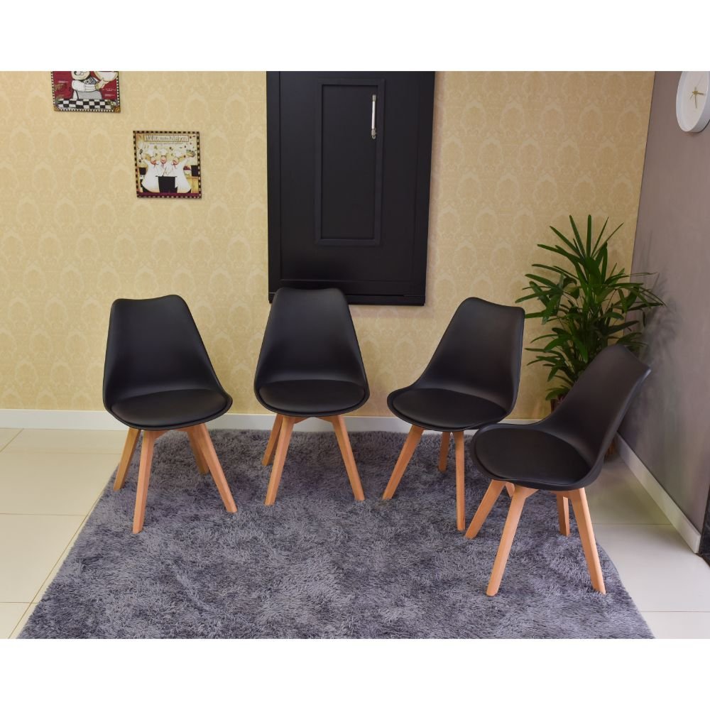 mesa dobravel retratil de parede preta 120x75cm com 4 cadeiras eiffel preta 2
