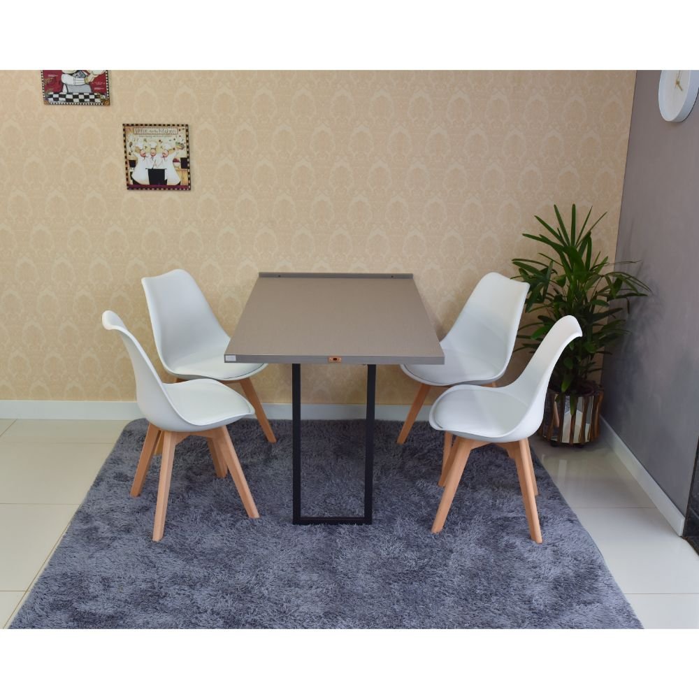 mesa dobravel retratil de parede volpi 120x75 com 4 cadeiras eiffel leda branca 1