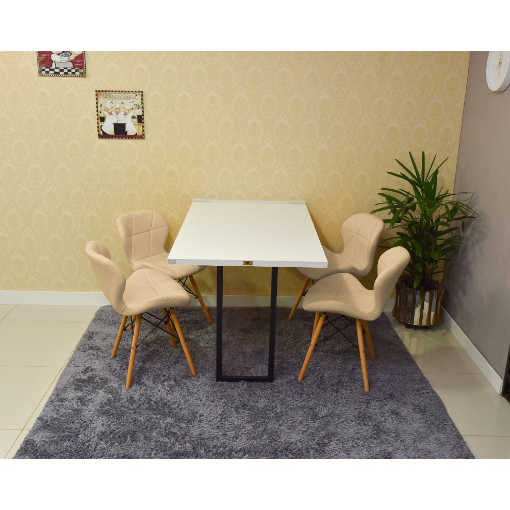 mesa dobravel retratil de parede branca 120x75cm com 4 cadeiras eiffel slim nude 3