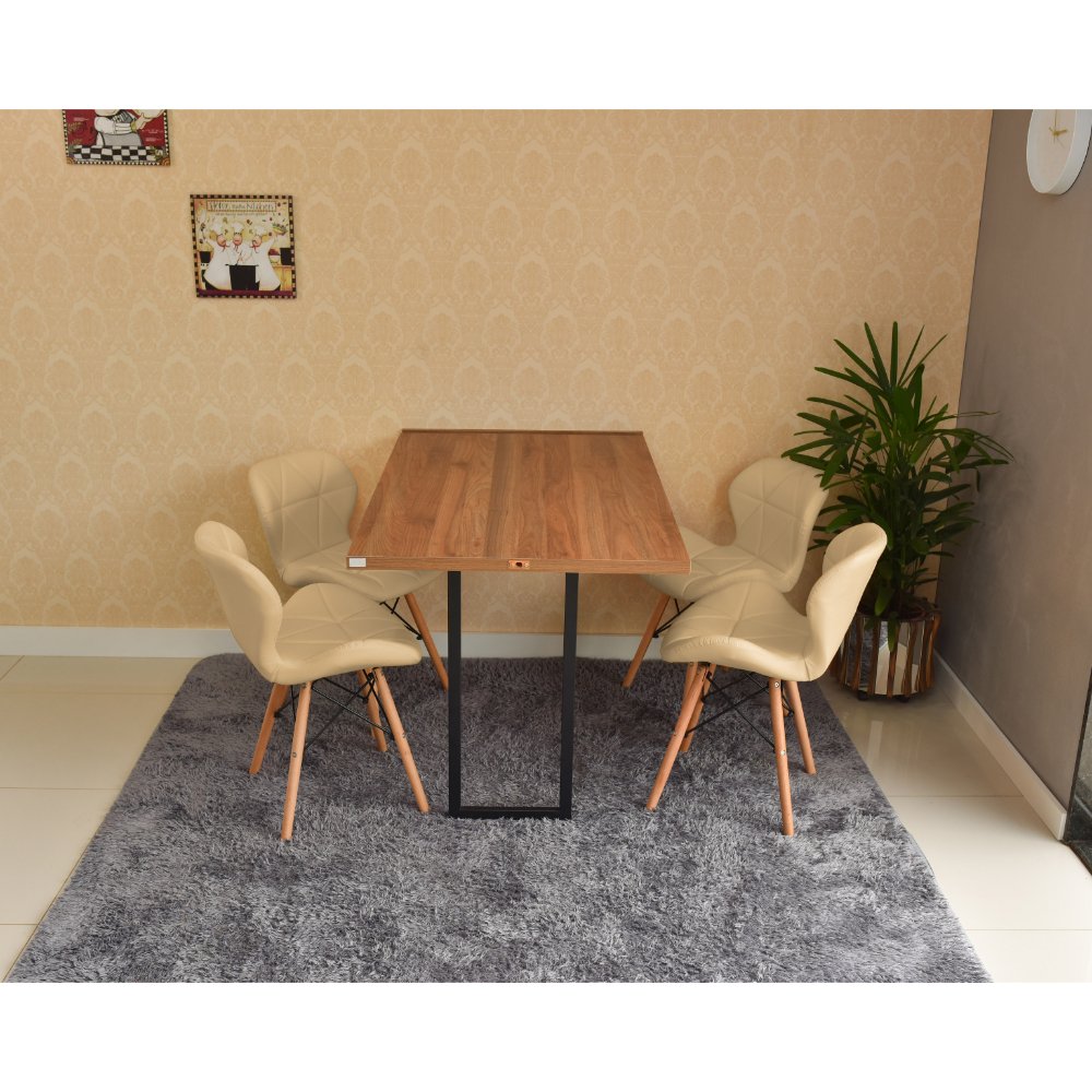 mesa dobravel retratil de parede noronha 120x75cm com 4 cadeiras eiffel slim nude 3