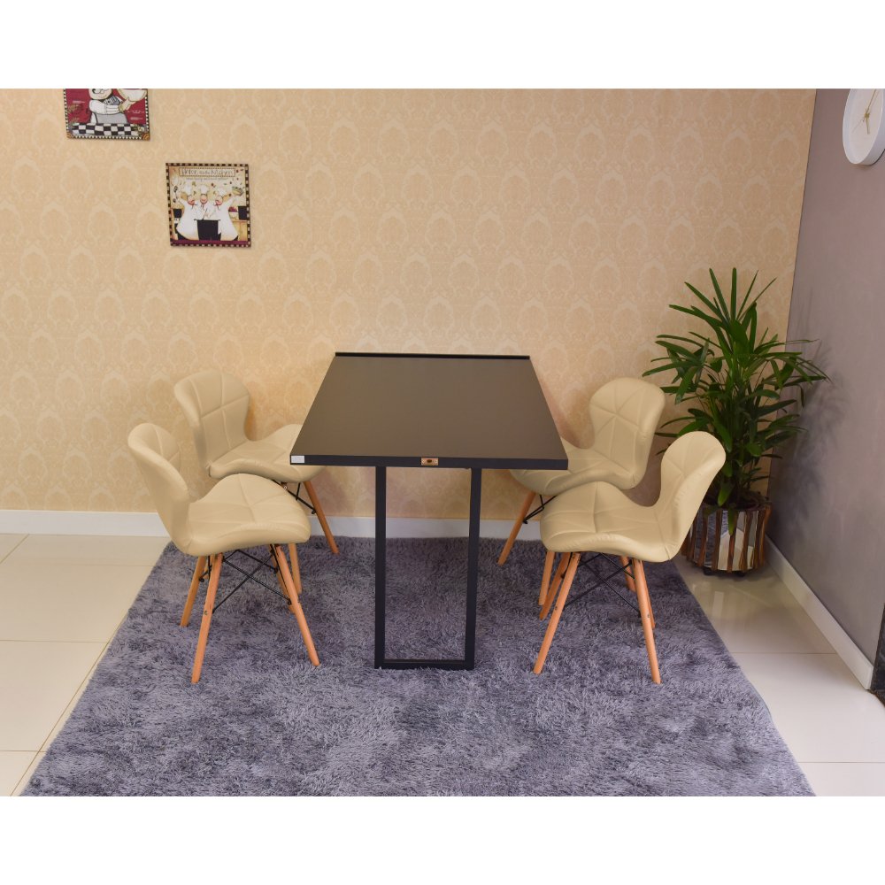 mesa dobravel retratil preta de parede 120x75 com 4 cadeiras eiffel slim nude 3