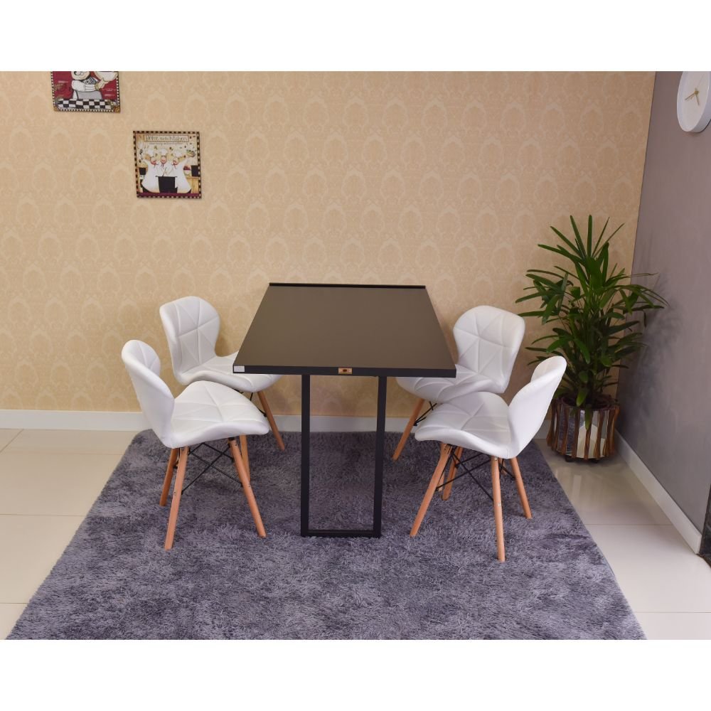 mesa dobravel retratil preta de parede 120x75 com 4 cadeiras eiffel slim branca 2