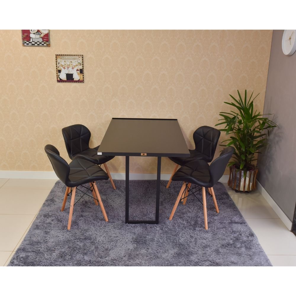 mesa dobravel retratil preta de parede 120x75 com 4 cadeiras eiffel slim preto 1