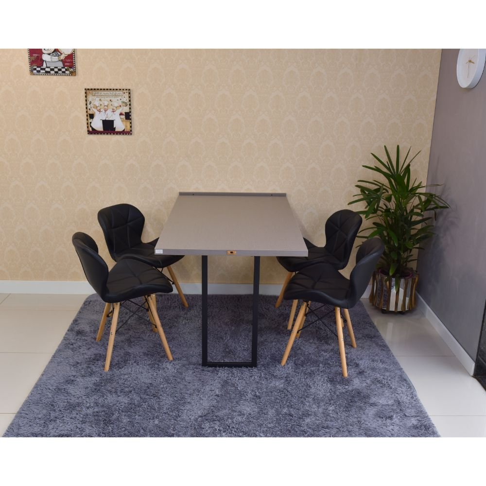 mesa dobravel retrati de parede volpi 120x75cm com 4 cadeiras eiffel slim preta 3