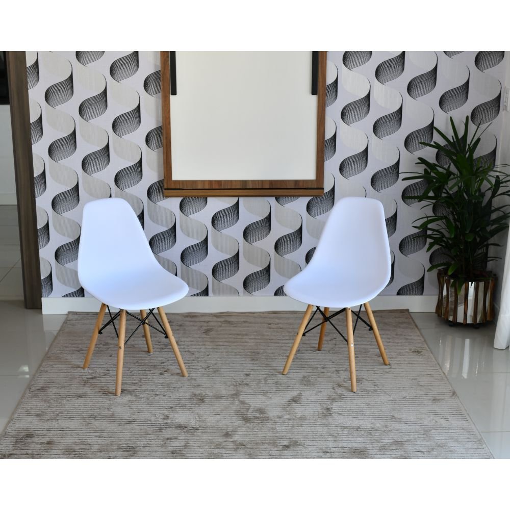 mesa dobravel retratil de parede 140cm branca com 2 cadeiras eames eiffel branca 4