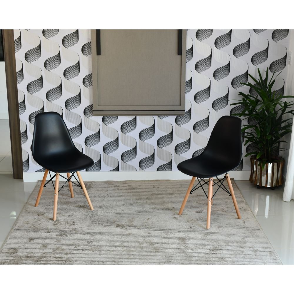 mesa dobravel retratil de parede volpi 140cm com 2 cadeiras eames eiffel preto 4