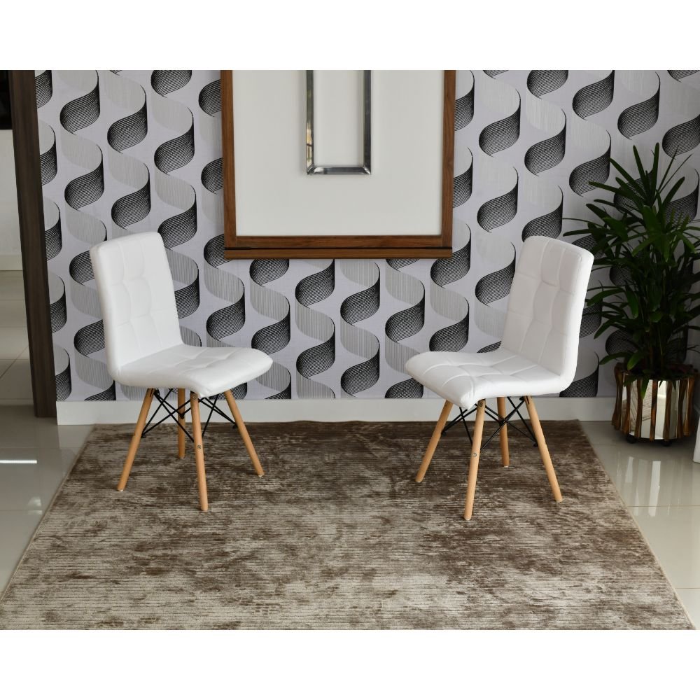 mesa dobravel retratil de parede branca 140cm base inox com 2 cadeiras eiffel gomos branca 4