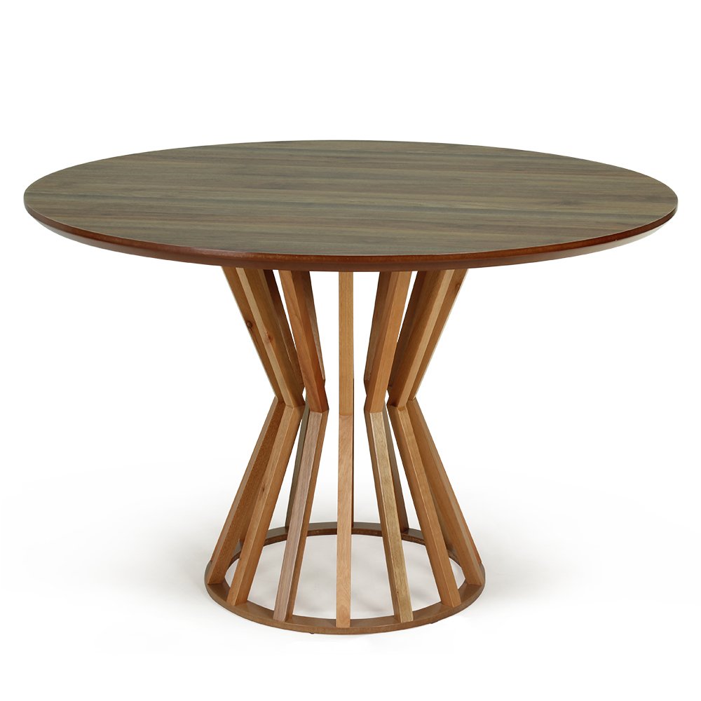 mesa de jantar redonda 120cm natural cecillia amadeirada com 4 cadeiras eames eiffel 8