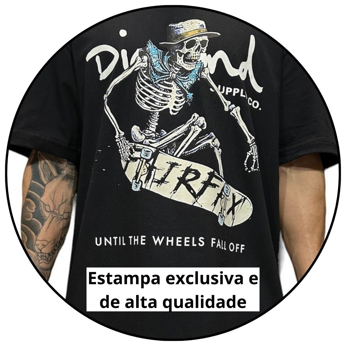Camiseta Masculina Diamond Skull Tail Grab Preta Descrio 1