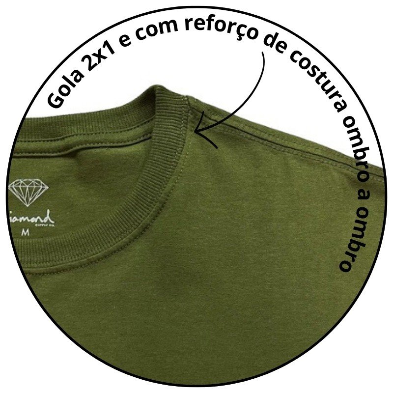 camiseta masculina diamond small og sign verde militar descricao 1