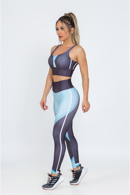 Conjunto de academia feminino moda fitness conjunto feminino - R$ 164.00,  cor Cinza #111656, compre agora