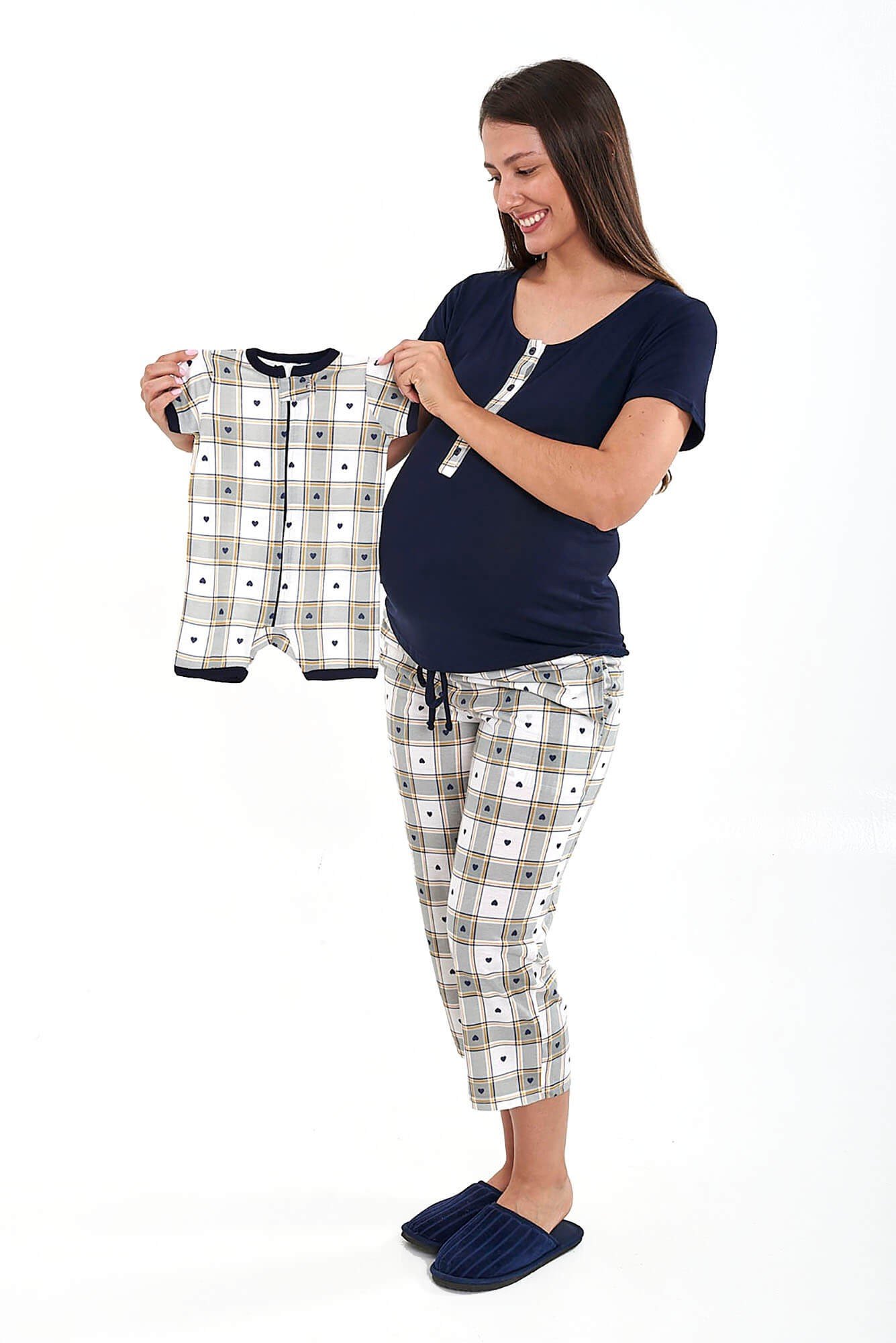 Kit Pijamas Mamãe + Bebê Iguais Curto - Estampa Xadrez
