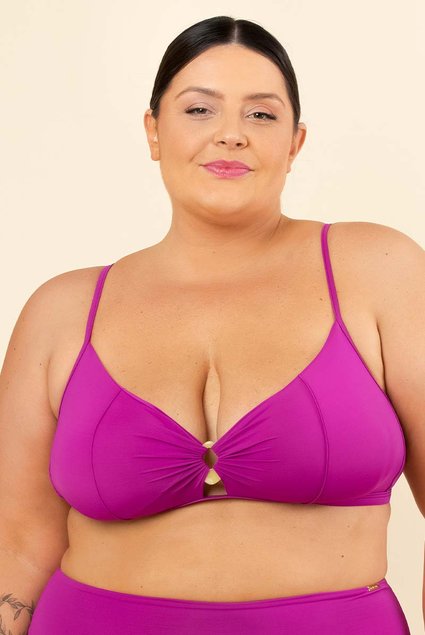 Top Biquíni Plus Size Decote Com Aviamento Alcaparra Mardu