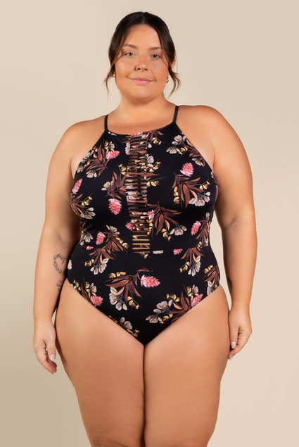 Maiô Body Plus Size com Bojo Removível - Tropical