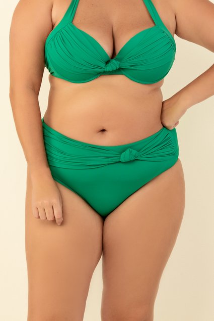 Calcinha Biquíni Plus Size Cintura Alta Com Aviamento Alcaparra Mardu