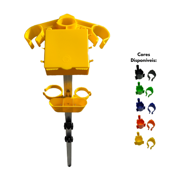 Suporte De Vara Triplo Retrátil Asplast com Caixa e Porta Lata - 0,80m ~ 1,50m Suporte De Vara Triplo Retrátil Asplast com Caixa e Porta Lata - 0,80m ~ 1,50m