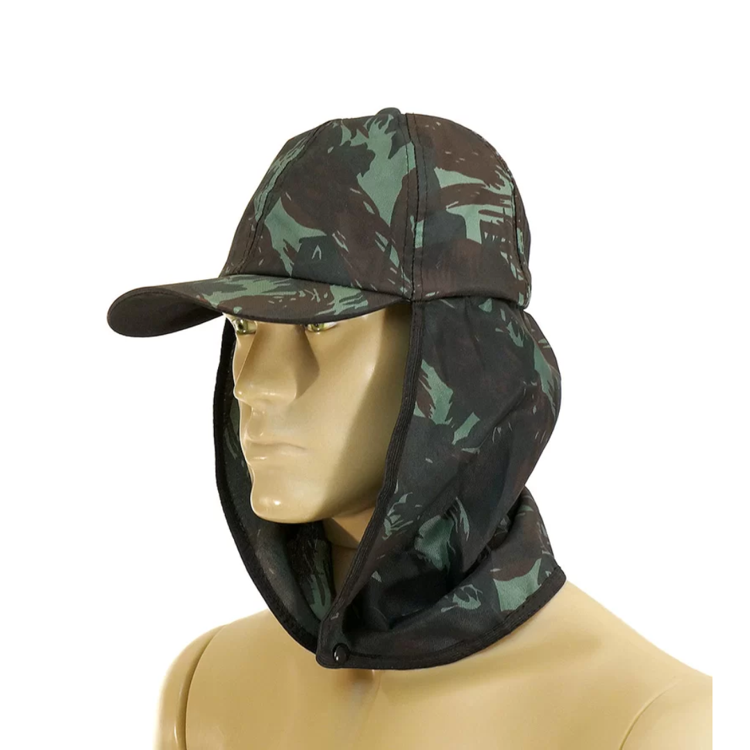 Boné Camuflado Com Proteção De Pescoço