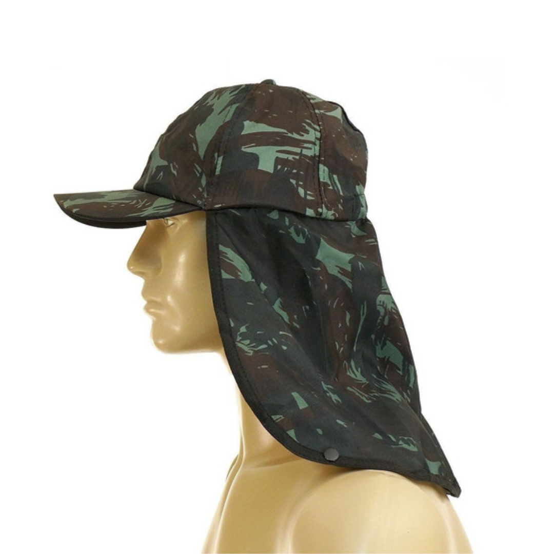 Boné Camuflado Com Proteção De Pescoço