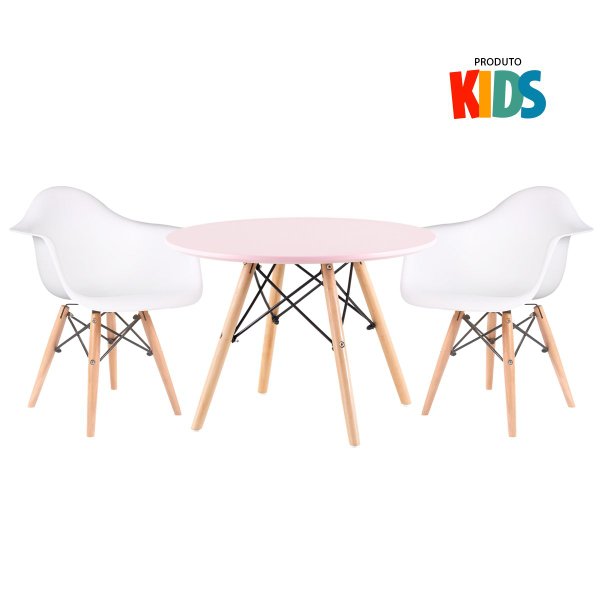 Conjunto Mesa Mini Square Infantil com 2 Cadeiras Effeil - Branco