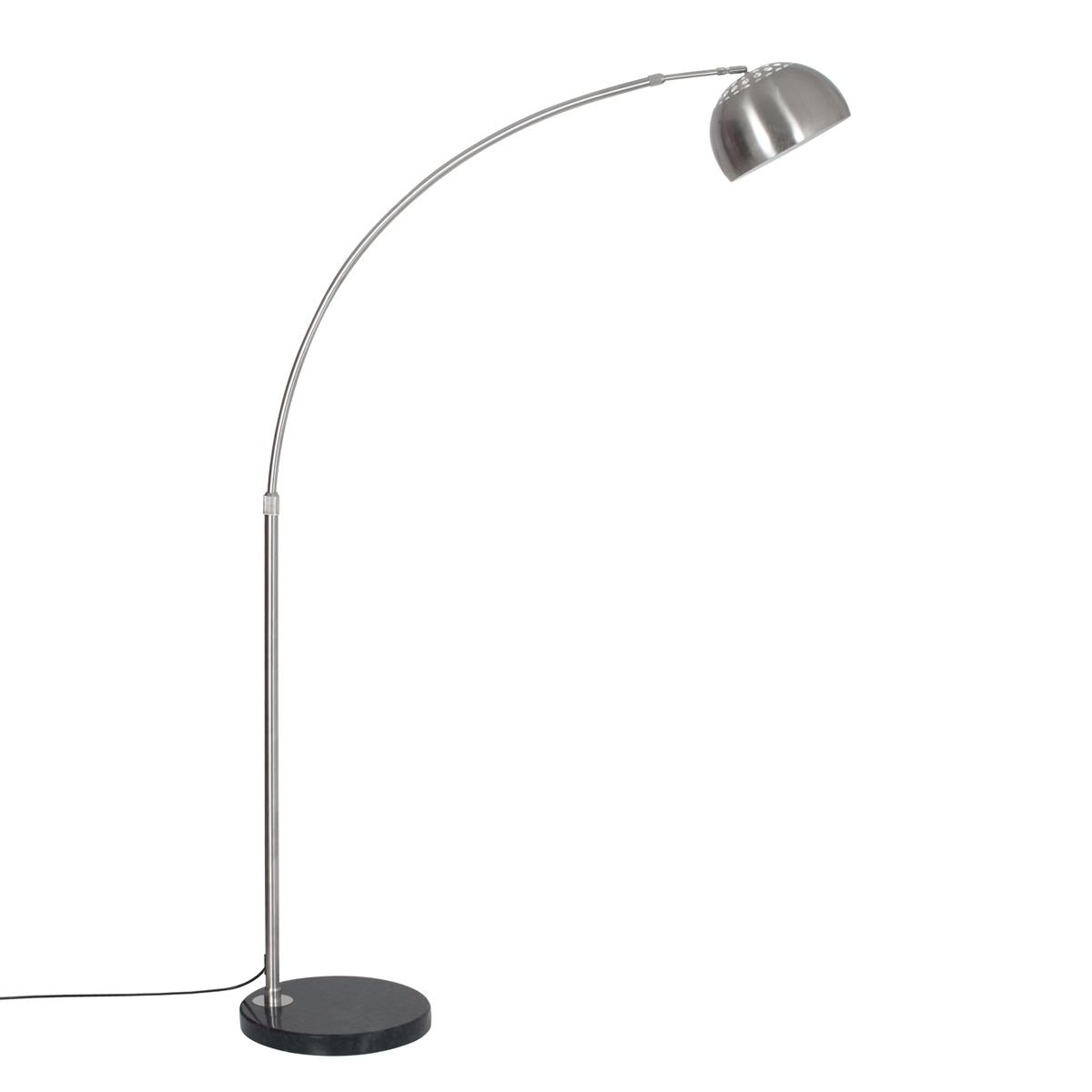 Luminária de piso Arco Lamp Aço inox Pedra de mármore redonda