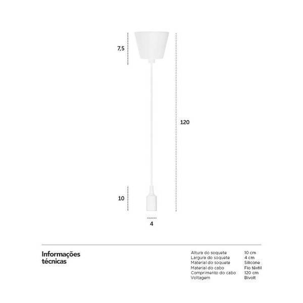 Kit 5 luminárias pendentes fio E27