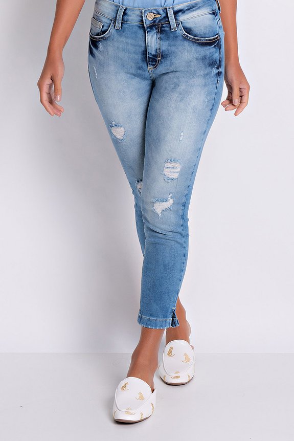 Calça Jeans Feminina Skinny Cropped Curta Trevi Denim Calça Jeans Feminina Skinny Cropped Curta Trevi Denim