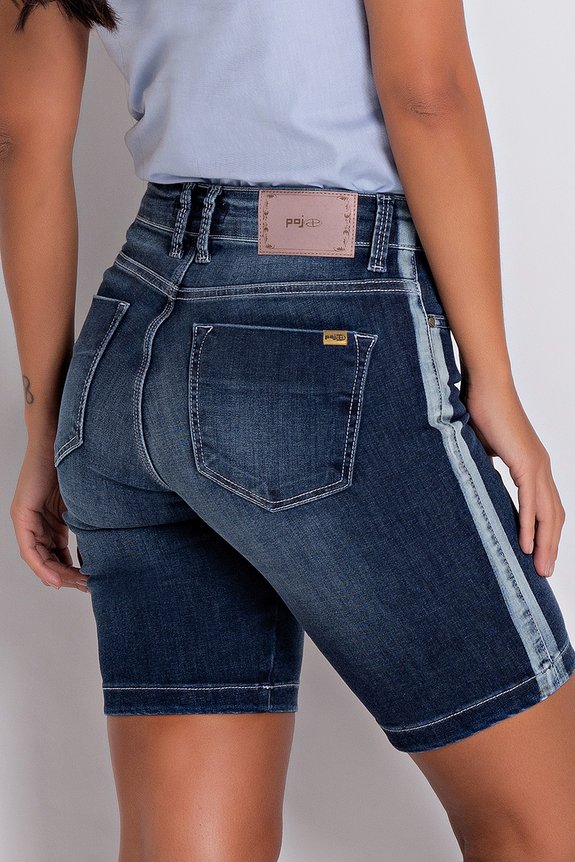 Bermuda Jeans Feminina Biker com Faixa Bermuda Jeans Feminina Biker com Faixa