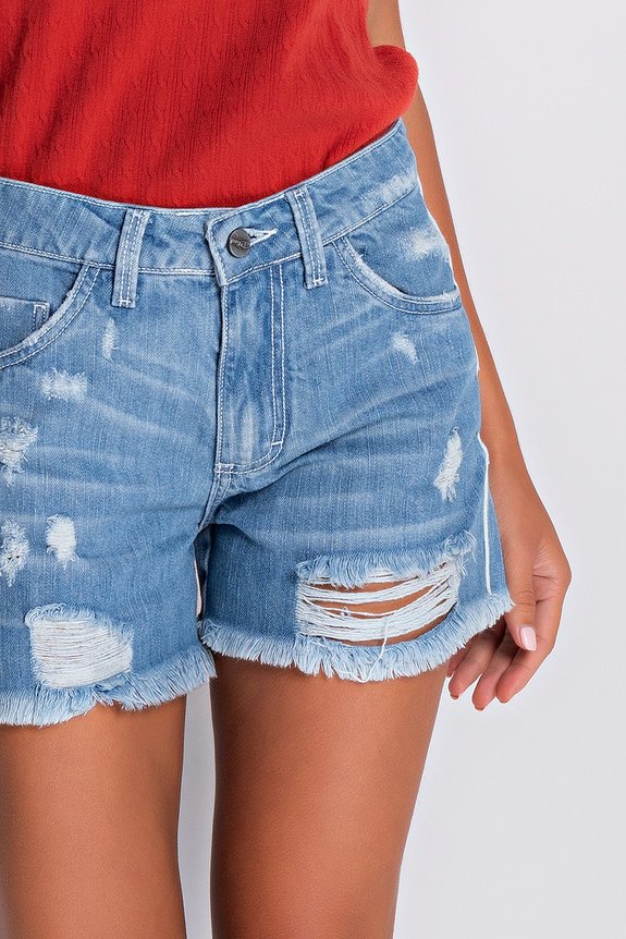 Shorts Jeans Feminino Sodato Pekim Destroyed Shorts Jeans Feminino Sodato Pekim Destroyed