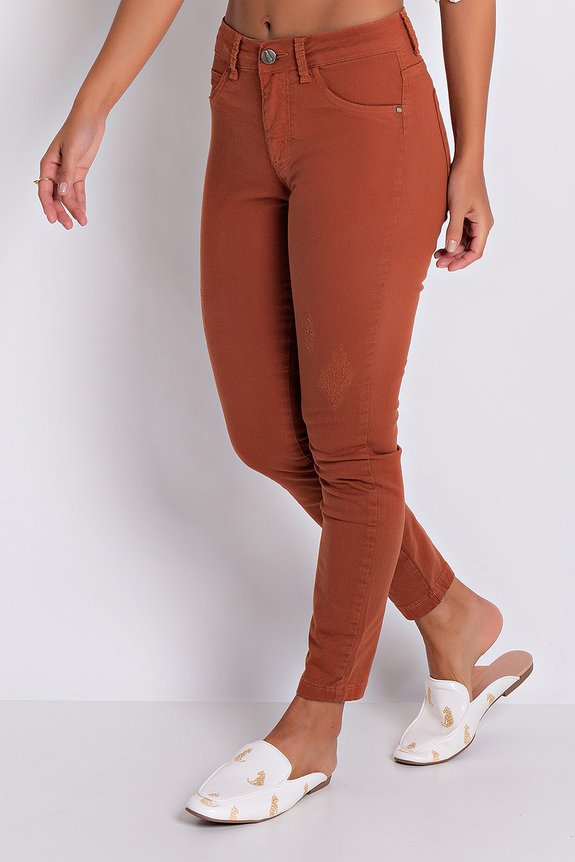 Calça Jeans Feminina Cigarrete Chloe Ferrugem Calça Jeans Feminina Cigarrete Chloe Ferrugem