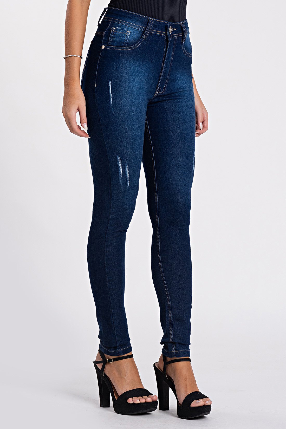 Calça slim feminina cintura 2024 alta