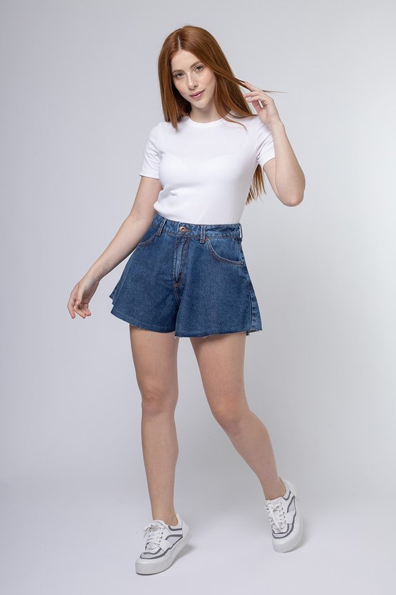 Shorts Jeans Feminino Godê Claro New Denim Shorts Jeans Feminino Godê Claro New Denim