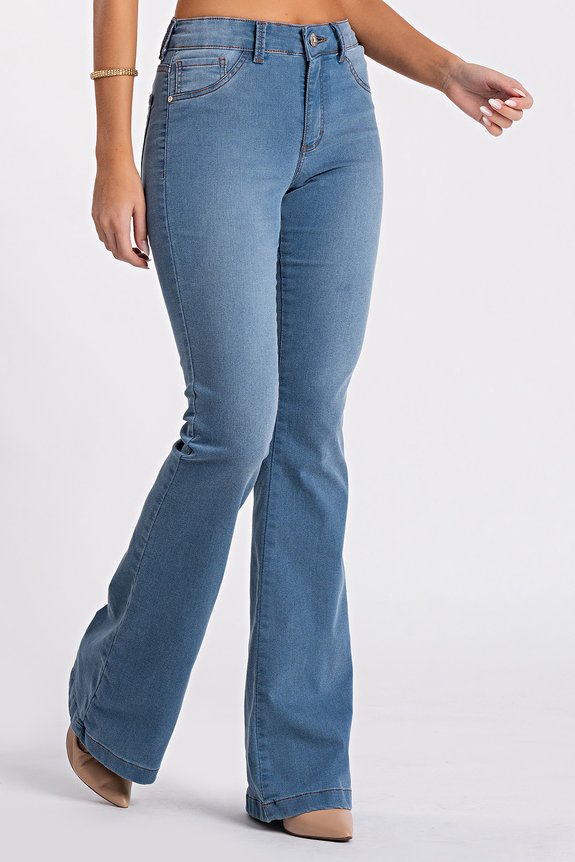 Calça Jeans Flare Used Denim Cintura Média Calça Jeans Flare Used Denim Cintura Média