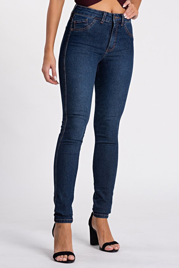 Calça Jeans Skinny Grif Escura Calça Jeans Skinny Grif Escura