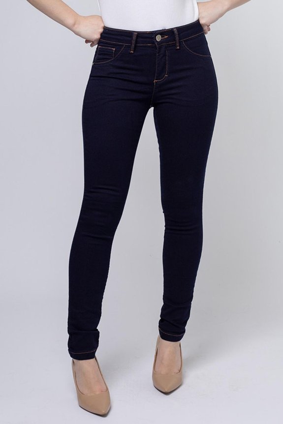Calça Jeans Skinny Cropped Splash Básica Escura Calça Jeans Skinny Cropped Splash Básica Escura