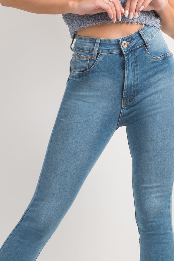 Calça Jeans Skinny Used Denim Cintura Alta Calça Jeans Skinny Used Denim Cintura Alta