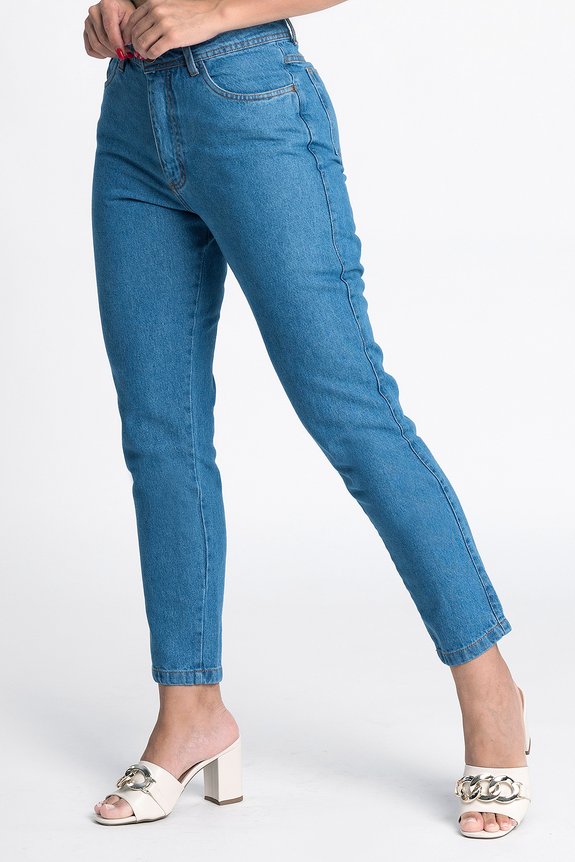 Calça Jeans Mom Slim Cropped Calça Jeans Mom Slim Cropped