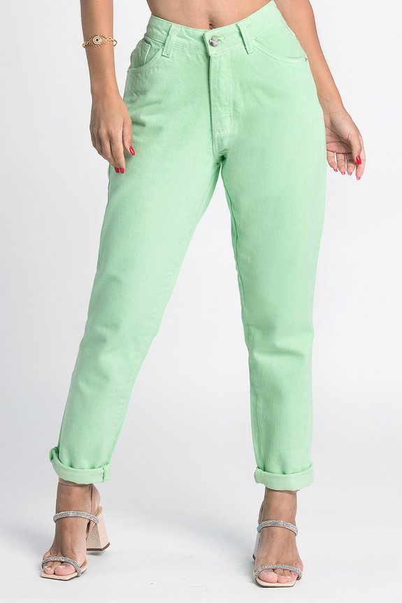 Calça Mom Verde Lima Calça Mom Verde Lima