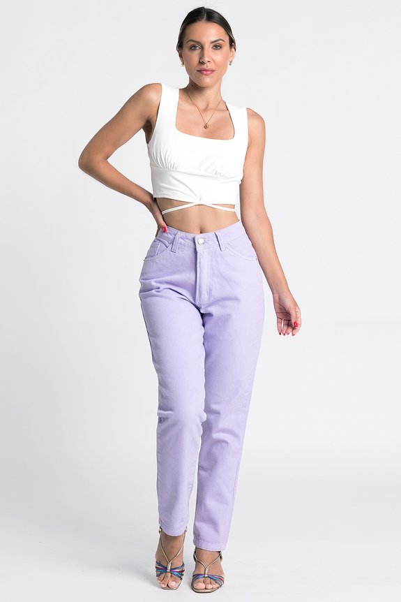Calça Mom Lavander Minimal Calça Mom Lavander Minimal