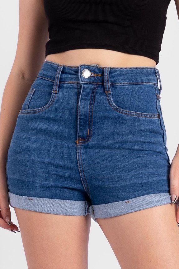 Shorts Slim Fit Jeans com Barra Dobrada Shorts Slim Fit Jeans com Barra Dobrada
