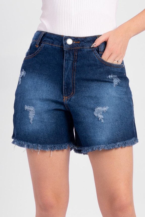 Shorts Mom Jeans com Puídos Shorts Mom Jeans com Puídos