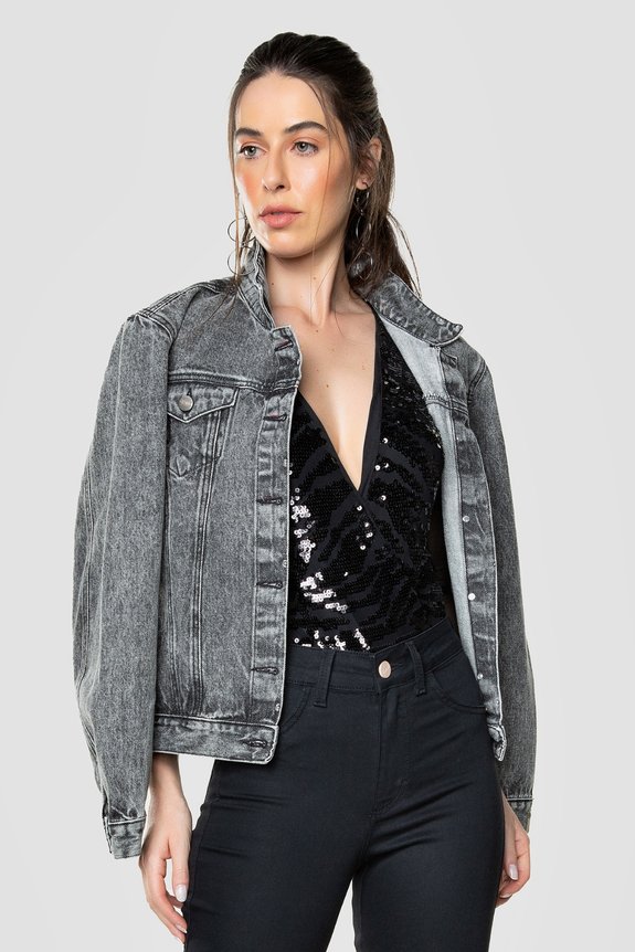 Jaqueta Jeans Feminina Black Polaris Jaqueta Jeans Feminina Black Polaris