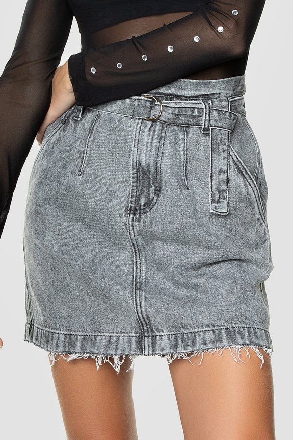 Saia Jeans Feminina Polaris Black c/ Cinto Saia Jeans Feminina Polaris Black c/ Cinto