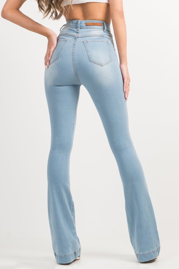 Calça Jeans Flare Used Denim Claro Slim Calça Jeans Flare Used Denim Claro Slim