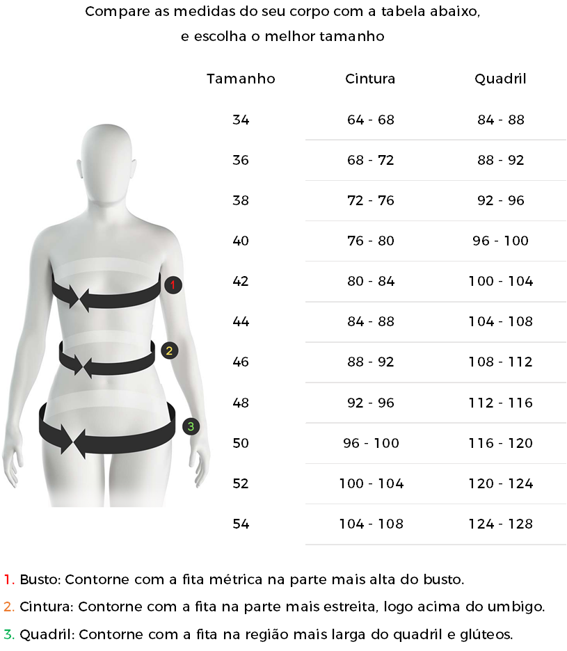 Tabela de medidas Tabela de medidas