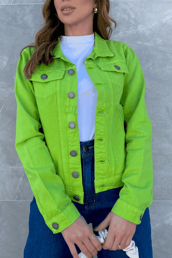 Jaqueta Jeans Classic Verde Lima Jaqueta Jeans Classic Verde Lima