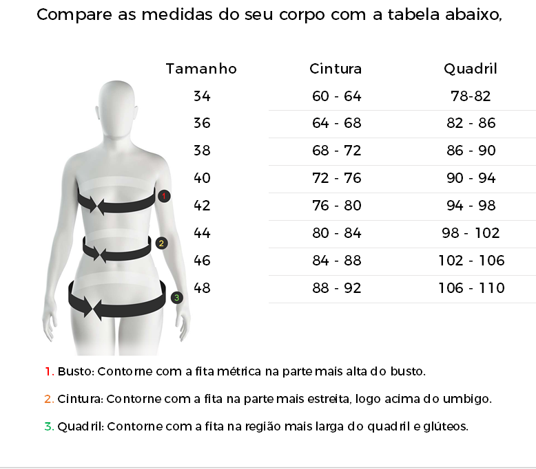 Tabela de medidas Tabela de medidas