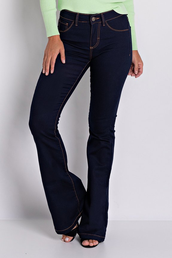 Calça Jeans Feminina Flare Jet Slim Escura Calça Jeans Feminina Flare Jet Slim Escura