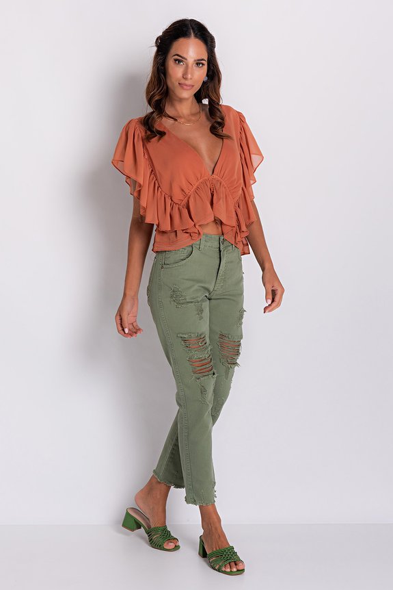 Calça Jeans Feminina Boyfriend Chumbo Calça Jeans Feminina Boyfriend Chumbo