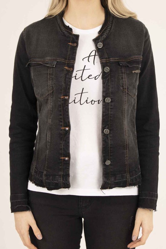 Jaqueta Jeans Feminina New Dance Preta Jaqueta Jeans Feminina New Dance Preta
