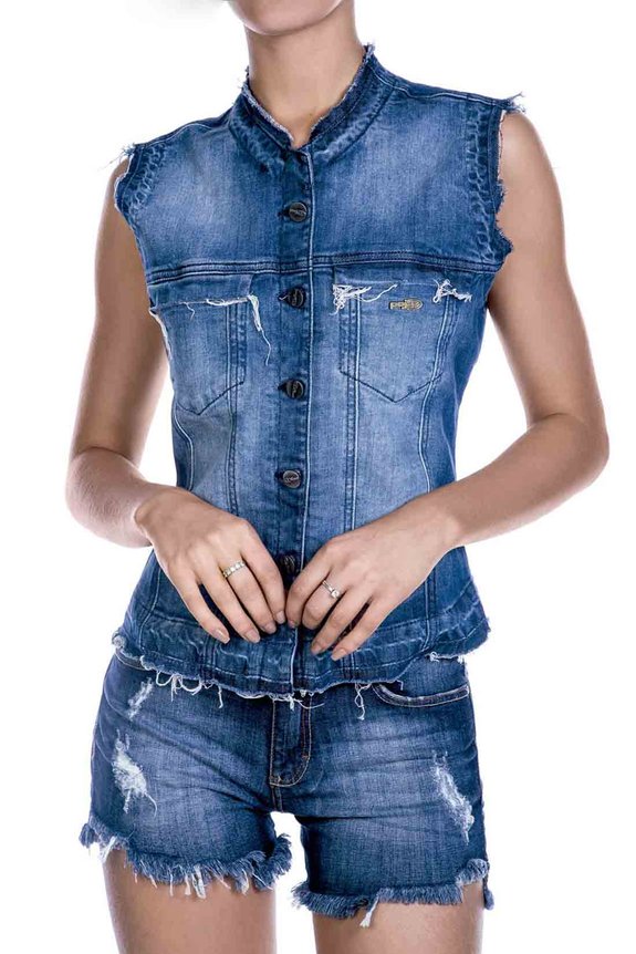 Colete Jeans Feminino Benson (P ao GG) Colete Jeans Feminino Benson (P ao GG)